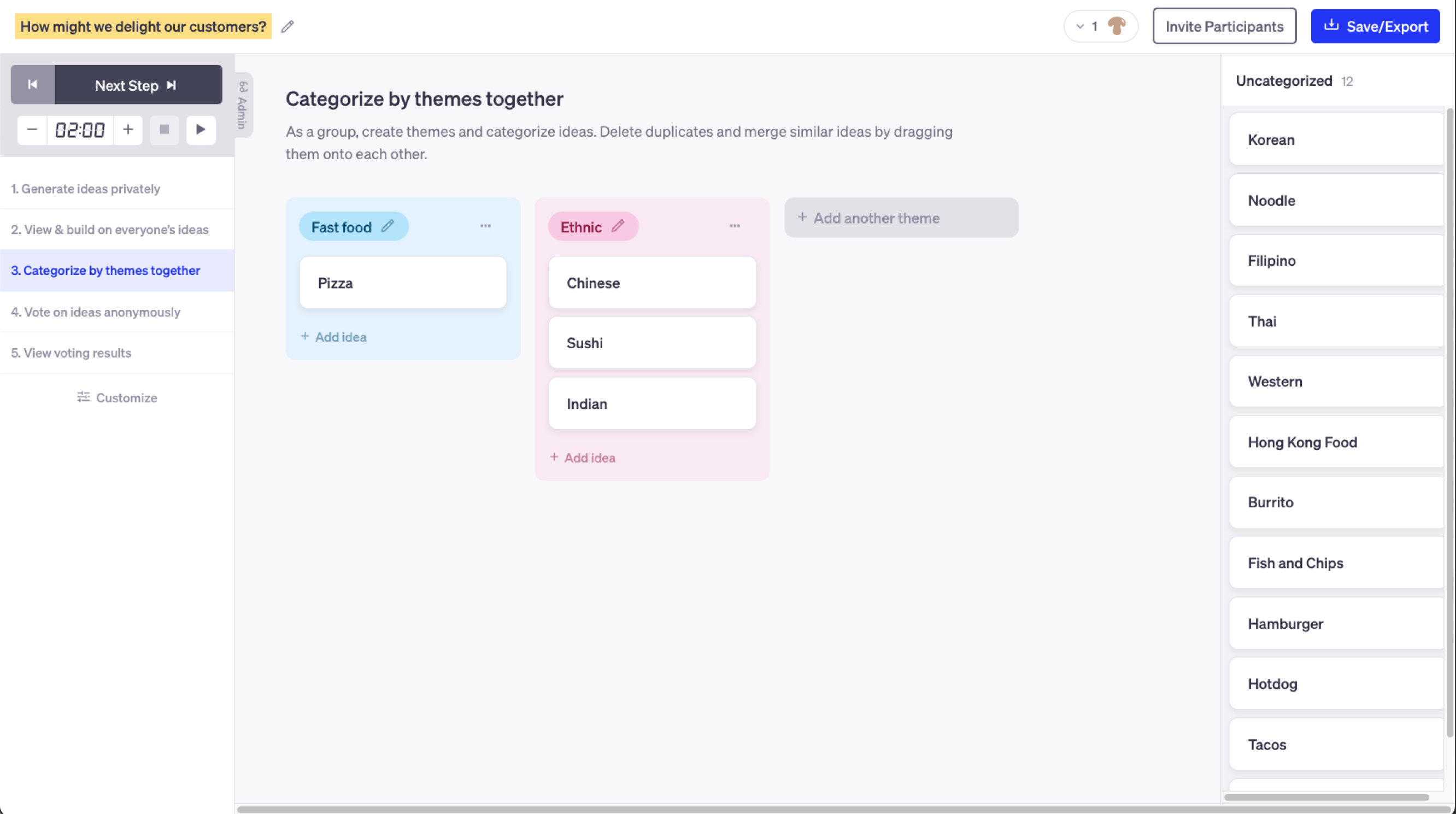 Step 3, categorization and de-duping