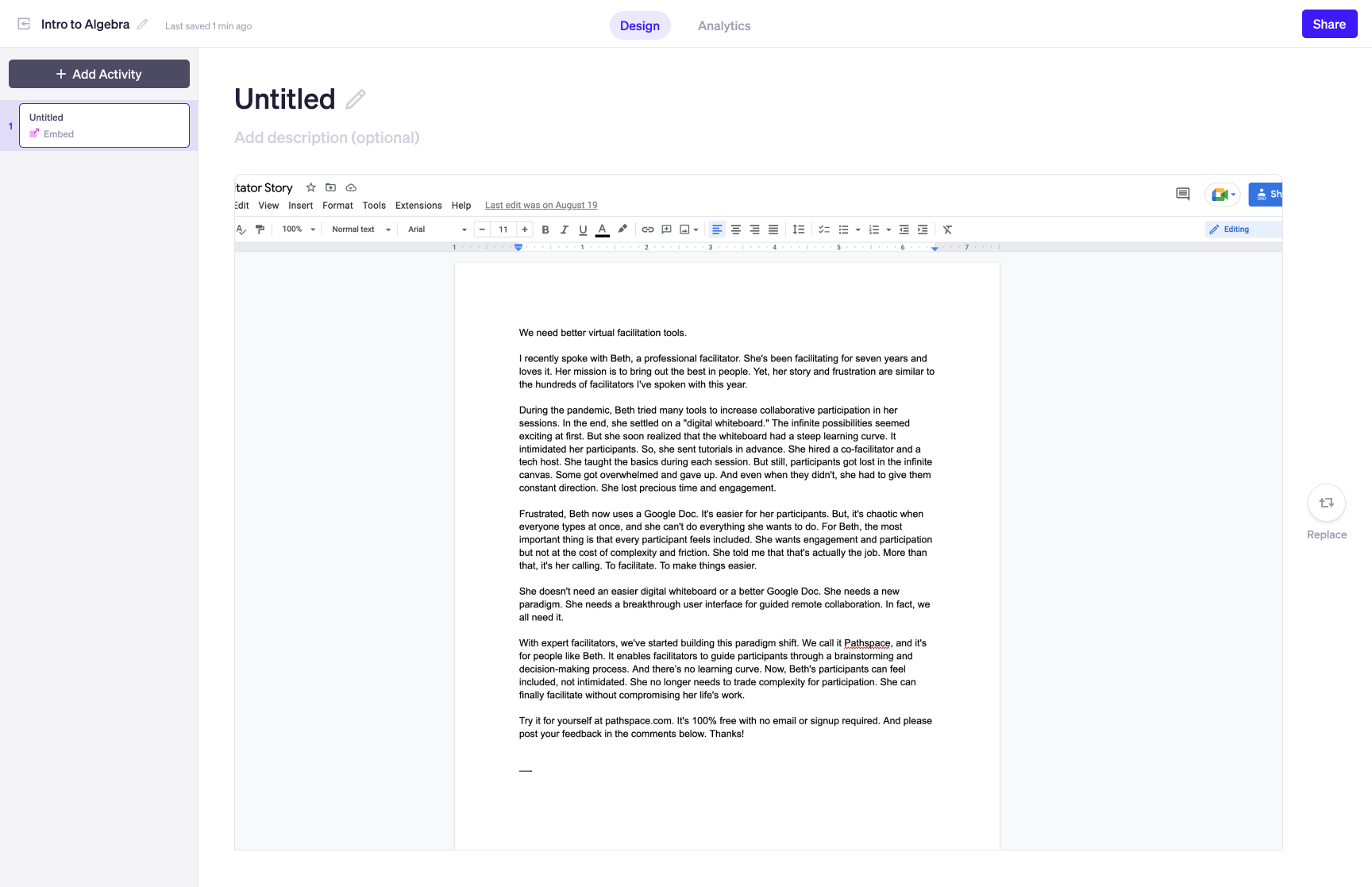 Poptake Google Docs